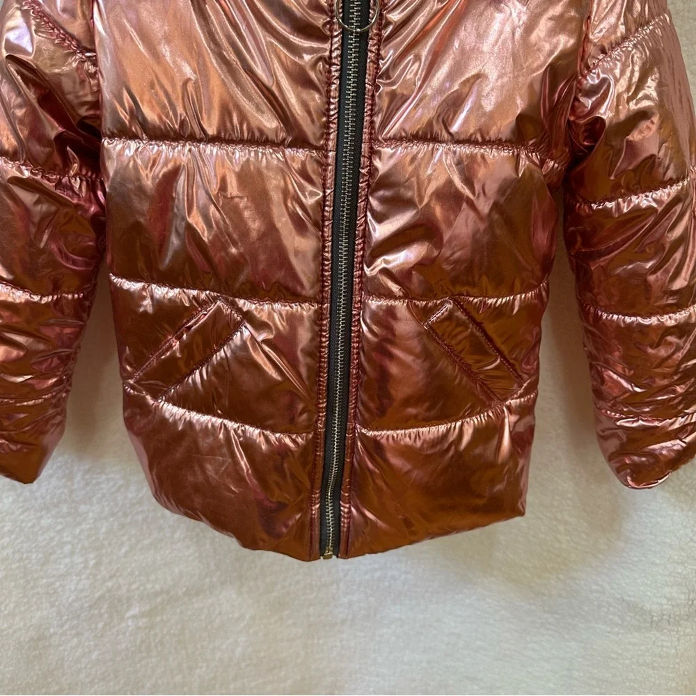 Girls Pink Metallic Winter Jacket